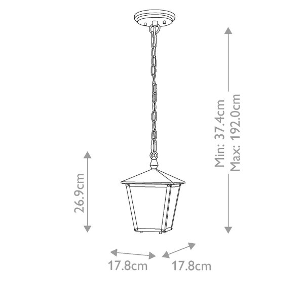 Suspension extérieure étroite 17,8 cm de large IP44 E27 noir