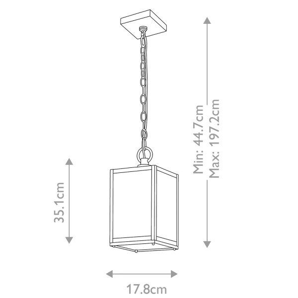 Lampe dextérieur suspendue aluminium verre E27 IP44 H : max. 197,2 cm
