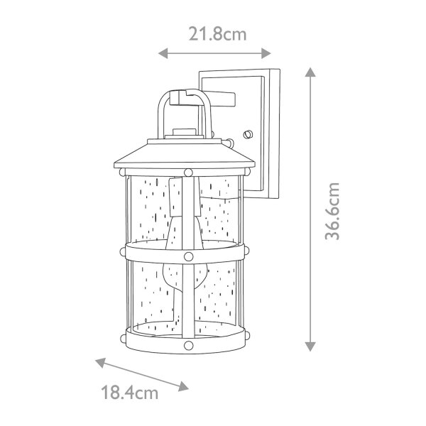 Applique extérieure E27 IP44 36,6 cm de haut aluminium verre