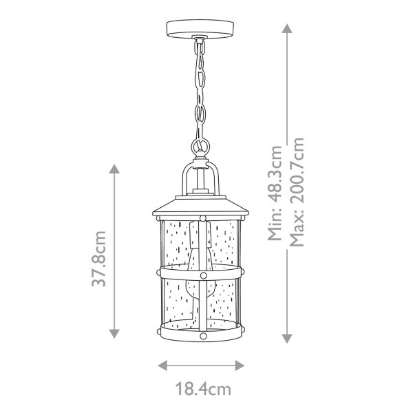 Suspension extérieure réglable H : max. 200,7 cm IP44