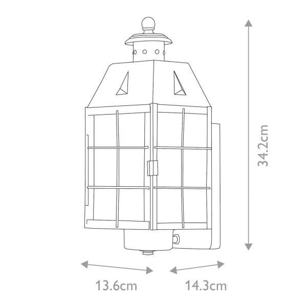 Lampe dextérieur murale en laiton verre E27 IP44 34,2 cm de haut