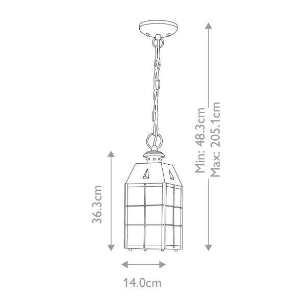 Suspension dextérieur laiton verre E27 IP44 H : max. 205,1 cm