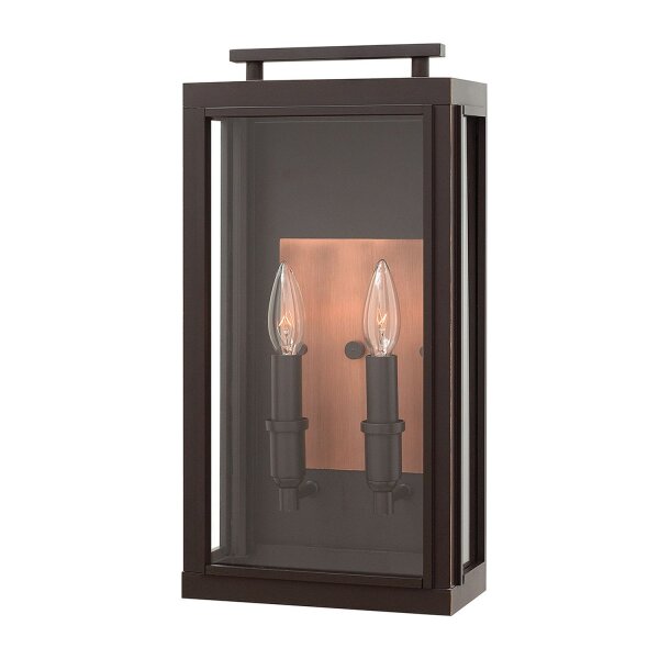 Applique extérieure alu verre H : 43,1 cm IP44 2x E14 Vintage