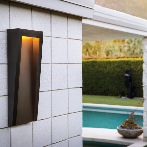 Lampe dextérieur murale LED IP44 H : 61 cm noir rectangulaire blanc chaud