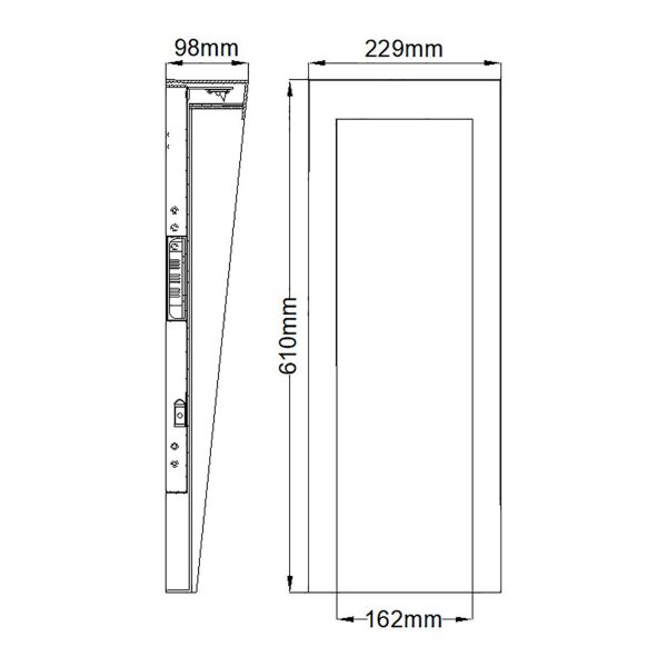 Lampe dextérieur murale LED IP44 H : 61 cm noir rectangulaire blanc chaud