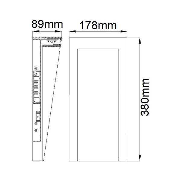 Applique LED dextérieur 38 cm de haut IP44 noire carrée TWEED