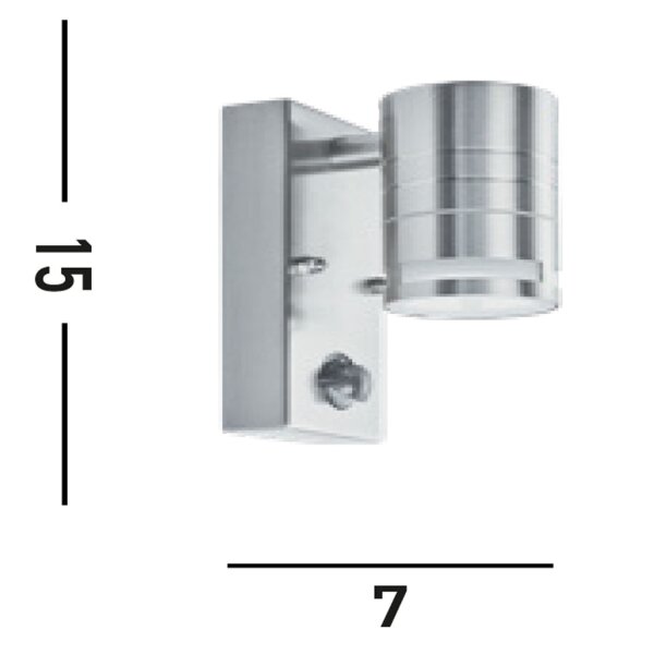 Lampe dextérieur murale IP44 avec détecteur de mouvement GU10 Acier