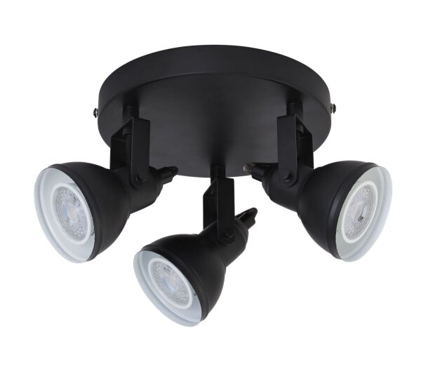 Spot de plafond noir métal flexible GU10 30 cm 3-flmg