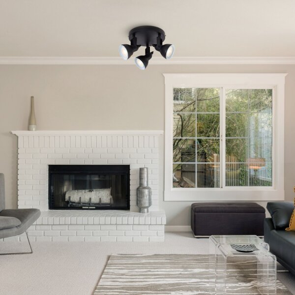 Spot de plafond noir métal flexible GU10 30 cm 3-flmg