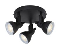 Spot de plafond noir métal flexible GU10 30 cm 3-flmg