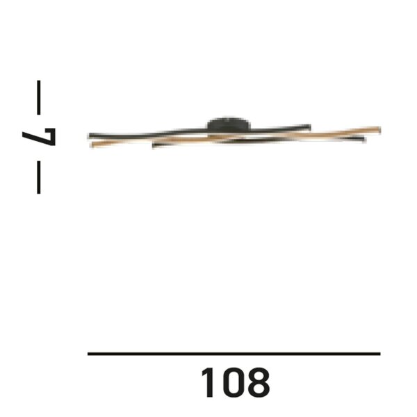 Lampe de plafonnier LED à intensité variable Noir Naturel L:108 cm 953 lm
