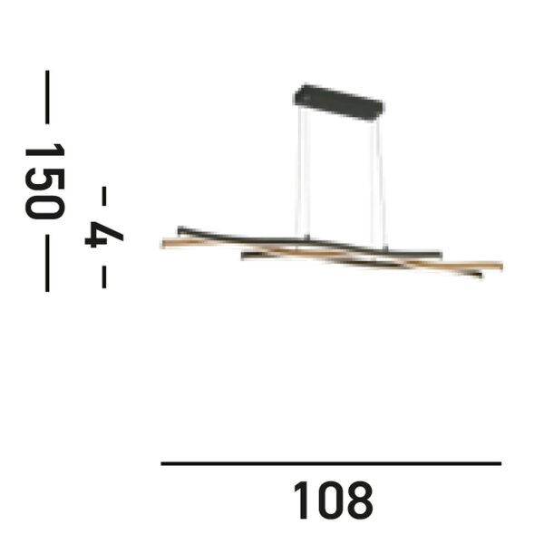 Suspension LED à intensité variable Noir Métal 108 cm Vagues