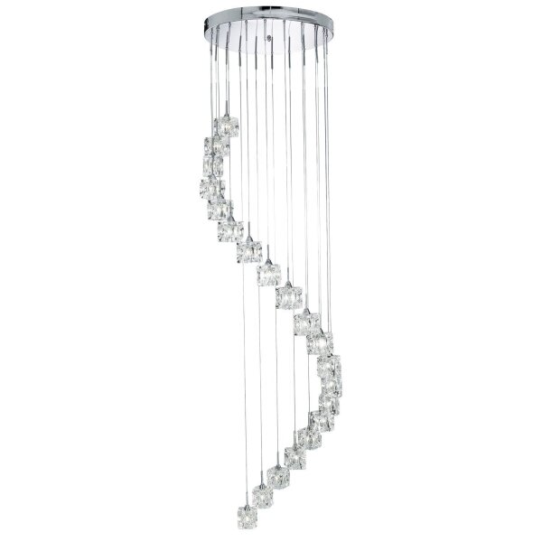 Suspension LED verre métal L:45 cm 3 W 20 flammes