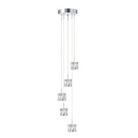 Lampe LED suspendue en chrome verre m&eacute;tal 3000 K...