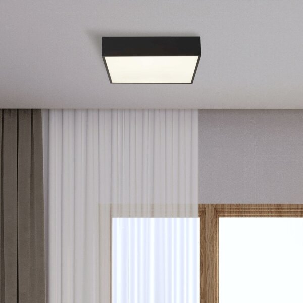 Plafonnier LED Aluminium IP44 L:30 cm Noir Blanc