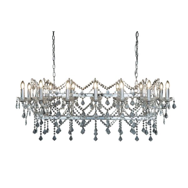 Lustre en chrome 14 flammes E14 L:128 cm allongé