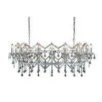 Lustre en chrome 14 flammes E14 L:128 cm allongé