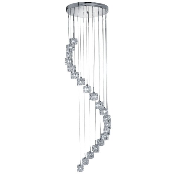 Lampe LED ronde à suspendre 20 flammes métal verre Ø45 cm 3 W