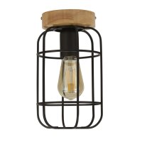 Lampe de plafonnier E27 bois métal fil L:15 cm...