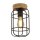 Lampe de plafonnier E27 bois métal fil L:15 cm Industrial