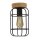 Lampe de plafonnier E27 bois métal fil L:15 cm Industrial