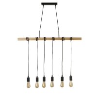 Lampe à suspendre naturelle en bois E27 100 cm 6...