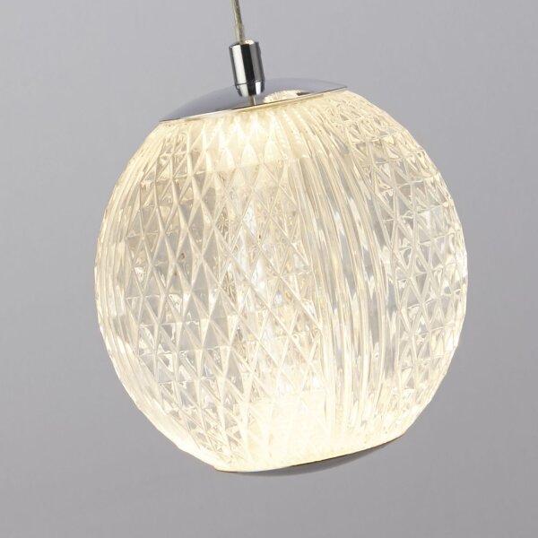 Suspension LED métal 5 flammes 21 W L:30 cm Chrome