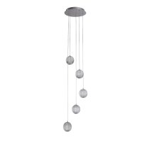 Suspension LED métal 5 flammes 21 W L:30 cm Chrome