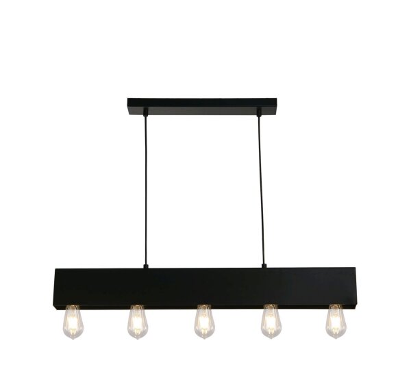 Suspension noire métal 5-flmg E27 80 cm allongée