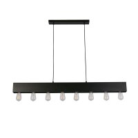 Suspension noire métal E27 8-flmg 80 cm de long