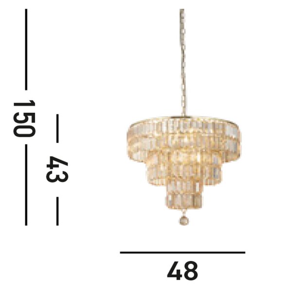 Elégante lampe suspendue verre métal Ø50 cm E14 Moderne