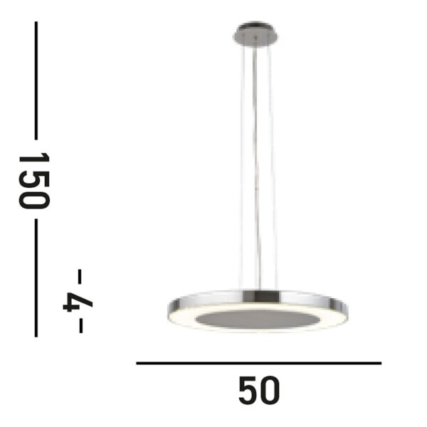 Suspension LED stylée métal verre Ø50 cm en chrome