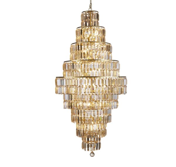 Elégante lampe à suspendre verre métal Ø60 cm E14 en laiton