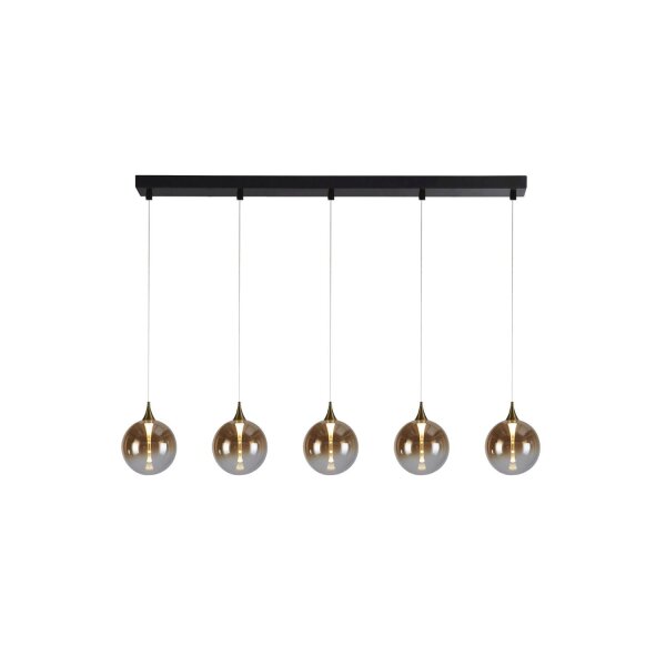 Suspension LED métal verre 120 cm 3000 K 5-flamme