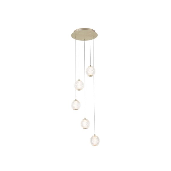 Suspension LED métal 21 W Ø30 cm 5-flmg en laiton