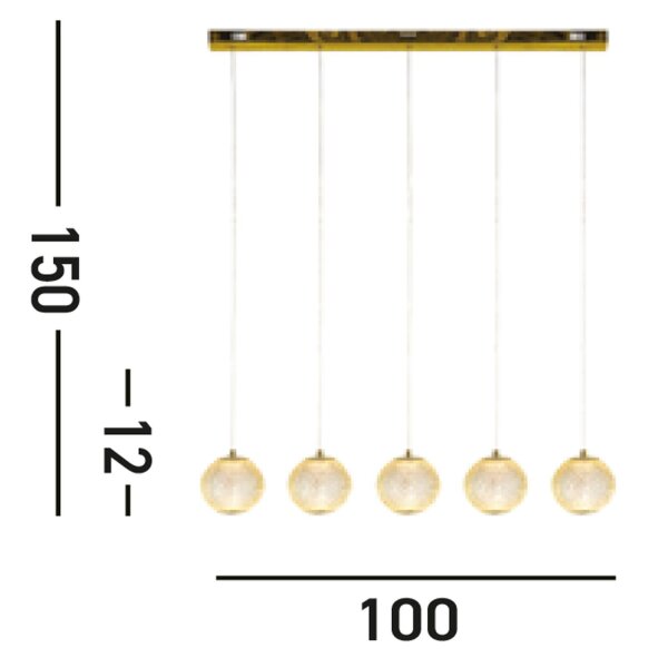 Lampe à suspendre élégante en métal G9 100 cm de long en laiton