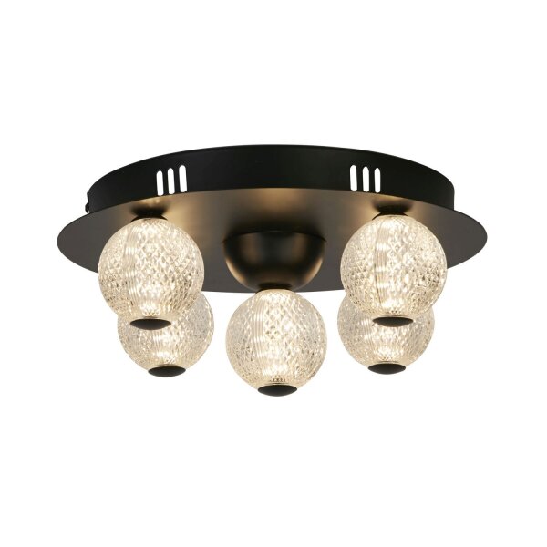 Lampe de plafonnier LED ronde noire métal Ø33 cm 21 W boules