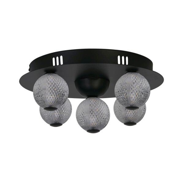 Lampe de plafonnier LED ronde noire métal Ø33 cm 21 W boules