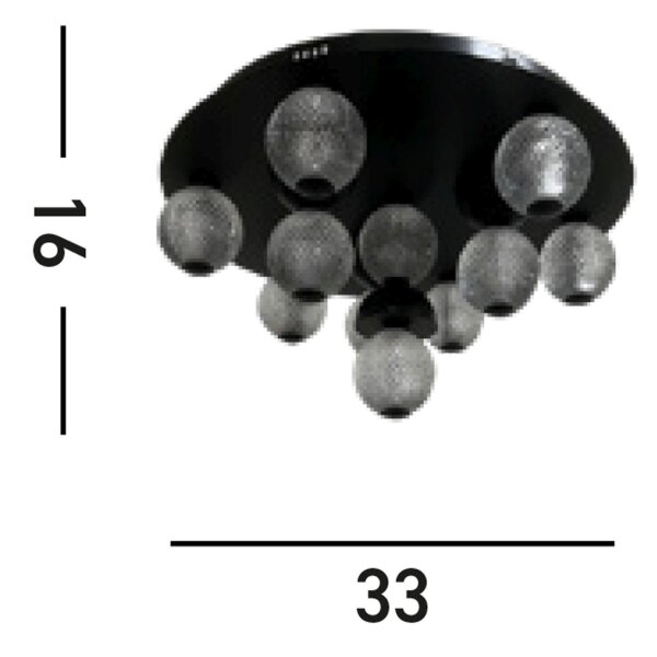 Lampe de plafonnier LED ronde noire métal Ø33 cm 21 W boules