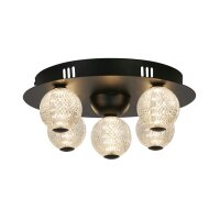 Lampe de plafonnier LED ronde noire métal...