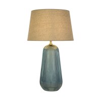 Lampe de table tissu verre E27 37 cm bleu naturel...