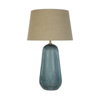 Lampe de table tissu verre E27 37 cm bleu naturel...
