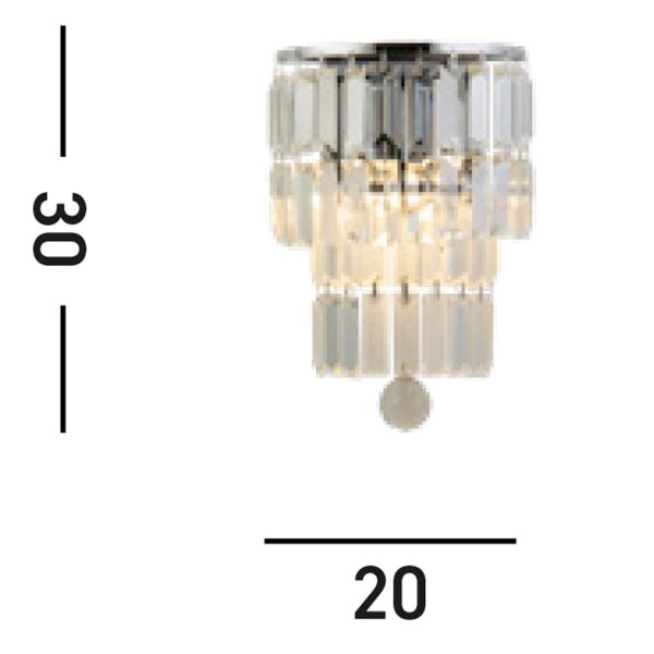 Applique murale verre métal Moderne H:30 cm E14 IP44 en chrome