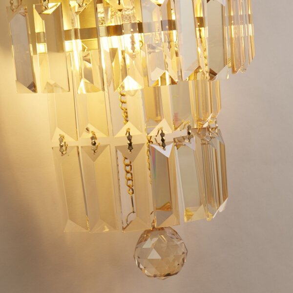 Applique verre métal E14 IP44 en laiton champagne