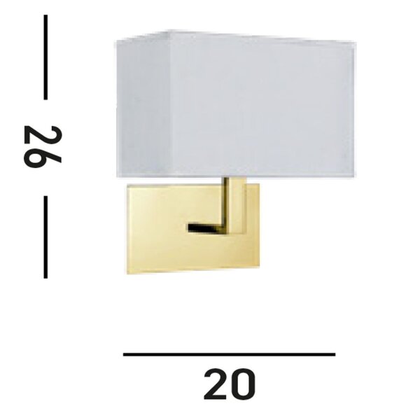 Applique murale Tissu Métal faible éblouissement H:26 cm avec interrupteur