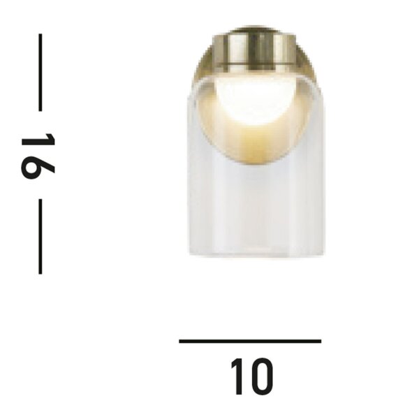 Petite applique LED Abat-jour en verre Métal P:16 cm IP44 6 W