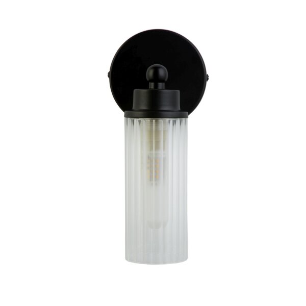 Applique murale métal Abat-jour verre G9 IP44 L:10 cm Noir