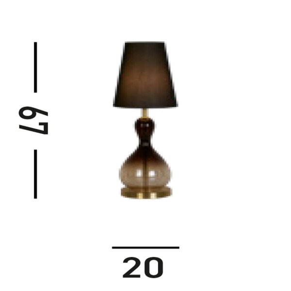 Lampe de table élégante Abat-jour en tissu Verre E27 Hauteur 67 cm