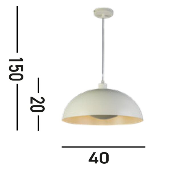 Lampe à suspendre en métal crème E27 jusquà 60 W Ø40 cm rond