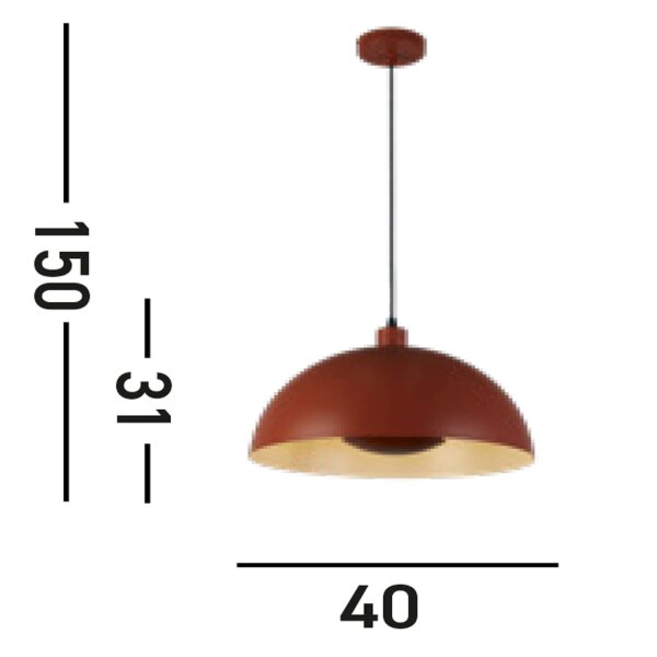Lampe à suspendre Loft E27 Ø25 cm ronde Abat-jour métallique orange